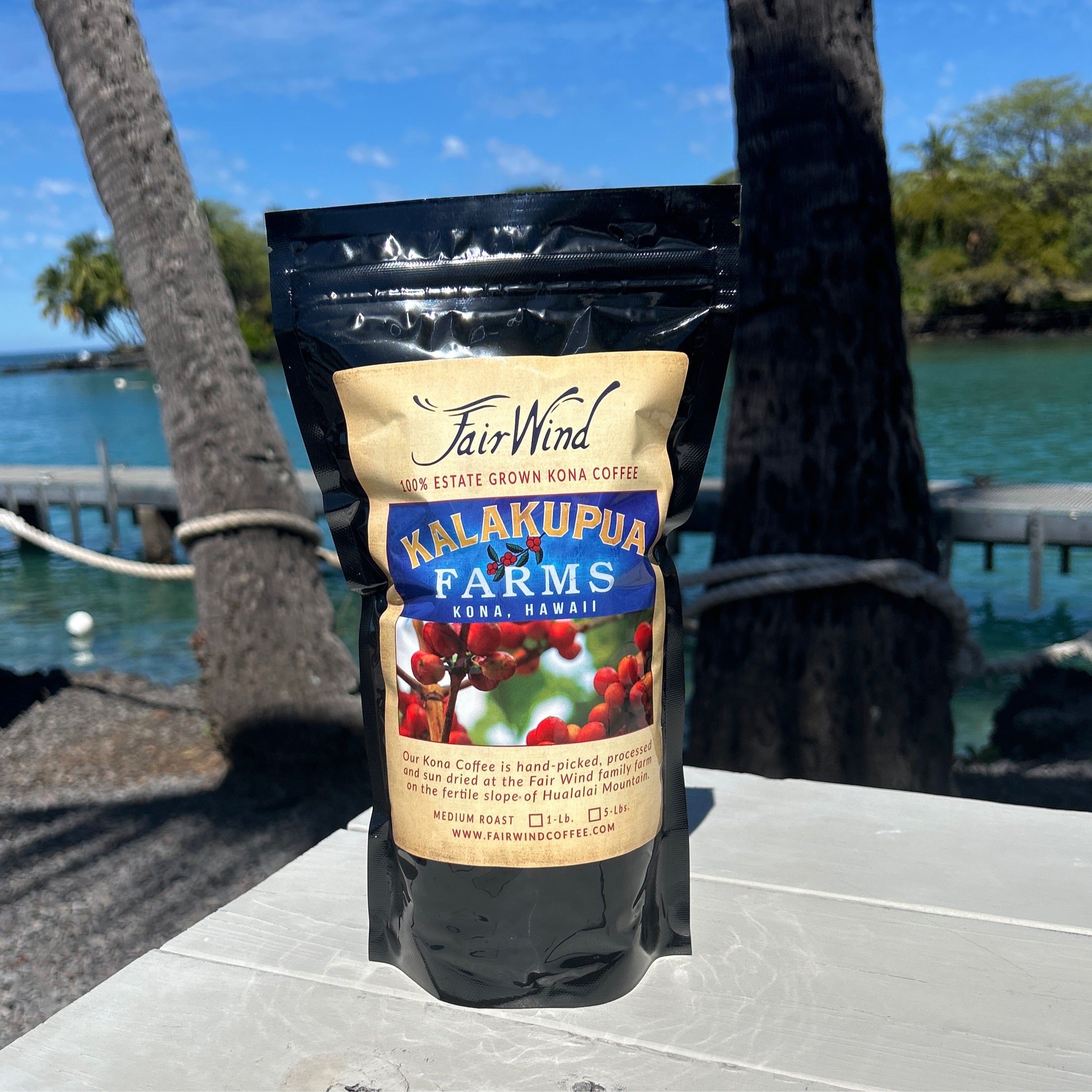 100% Kona Coffee - 1lb Whole Bean | Fair Wind Store