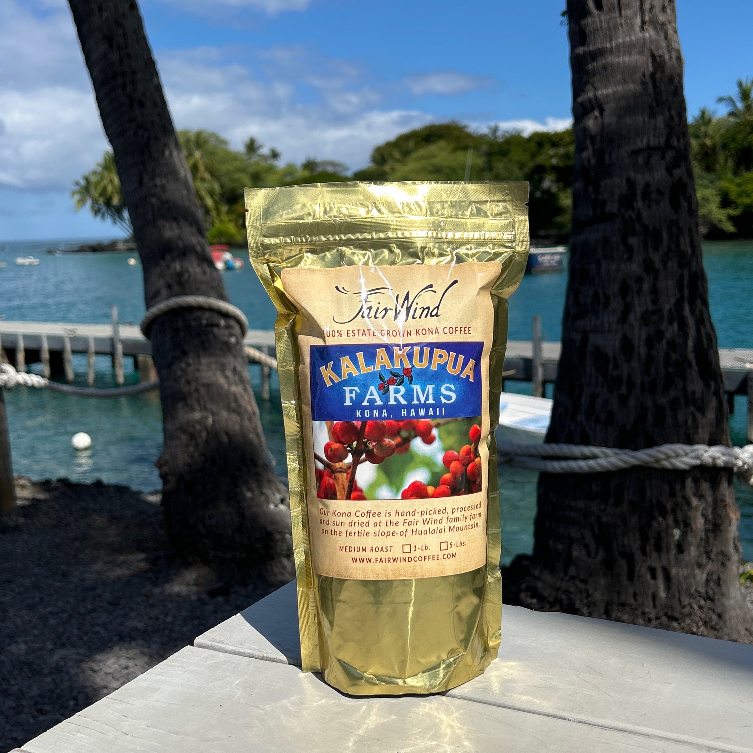 100% Kona Coffee - 1lb Ground | Fair Wind Store